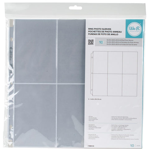 We R Memory Keepers 12"x 12" Ring Page Protectors (6 6x4 Vertical Pockets Per Page) - 10/Pkg