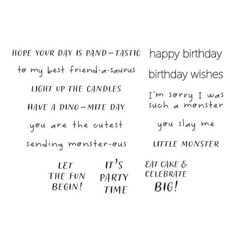 Spellbinders - Monster Birthday Sentiments (Monster Friends Collection) Stamp Set
