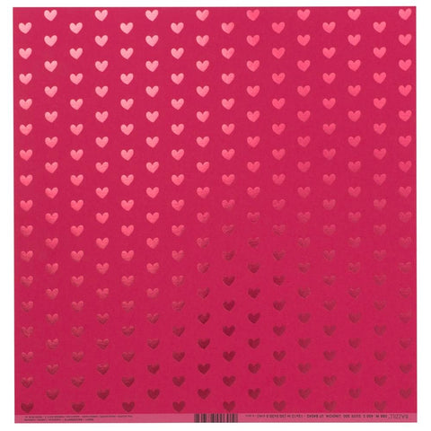 Bazzill - 12"x 12" Foiled Heart Pattern Cardstock (Multiple Colors Available)