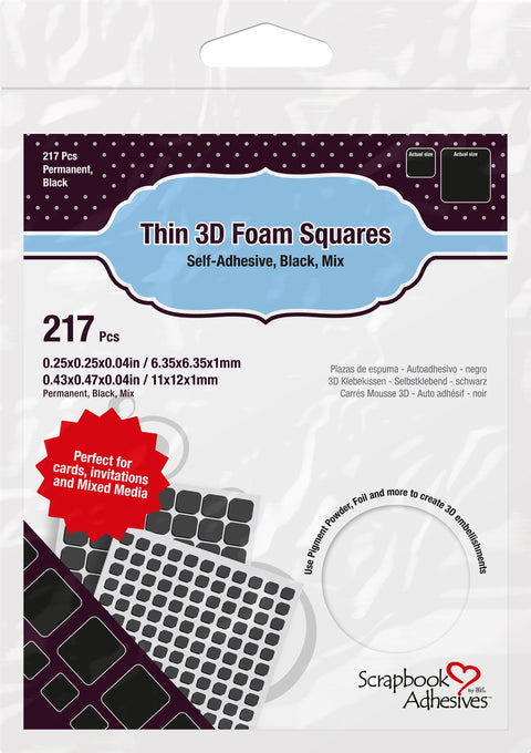 Scrapbook Adhesives Thin 3D Foam Squares (Black)