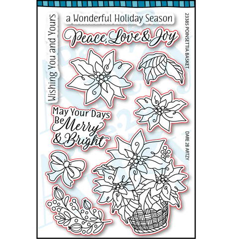 Dare 2B Artzy - Poinsettia Basket Stamp Set