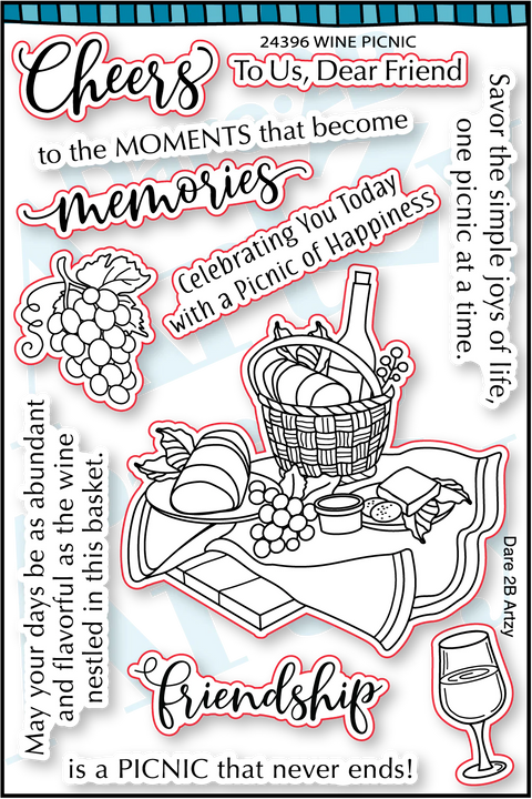 Dare 2B Artzy - Wine Picnic Stamp Set