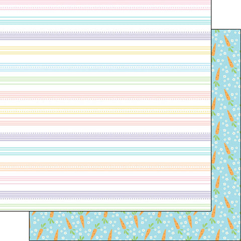 12'x 12" Easter - Carrot & Stripe Double-Sided Paper