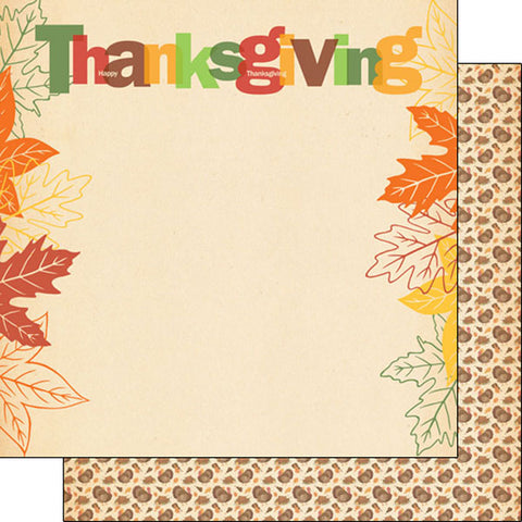 12"x 12" Thanksgiving Title Turkey Double-Sided Paper