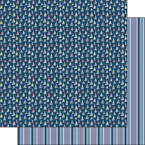 12"x 12" Sail Boats Stripes (Double-sided) Paper