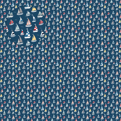 12"x 12" Sail Boats Stripes (Double-sided) Paper