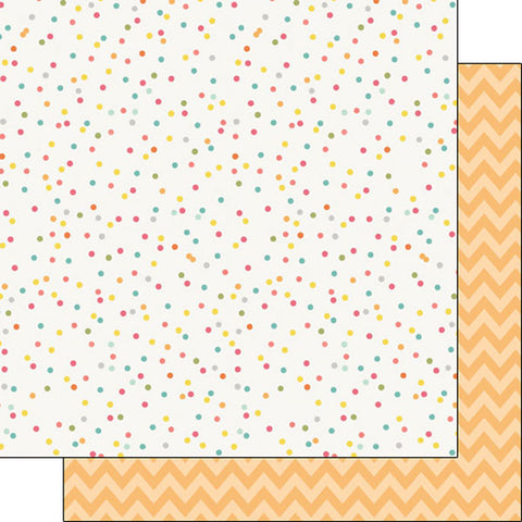 12"x 12" Birthday Dots & Orange Chevron Paper (Double-sided)