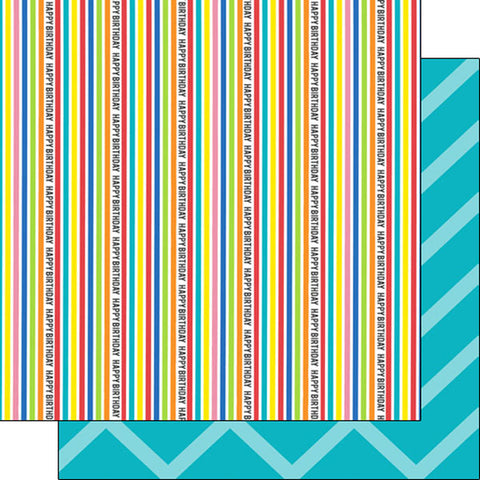 12"x 12" Happy Birthday Stripe Paper (Double-sided)