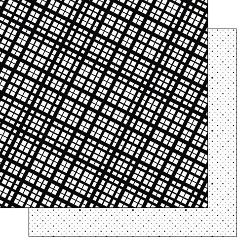 12"x 12" B&W Shapes Plaid & Dots Be Square Double-Sided Paper