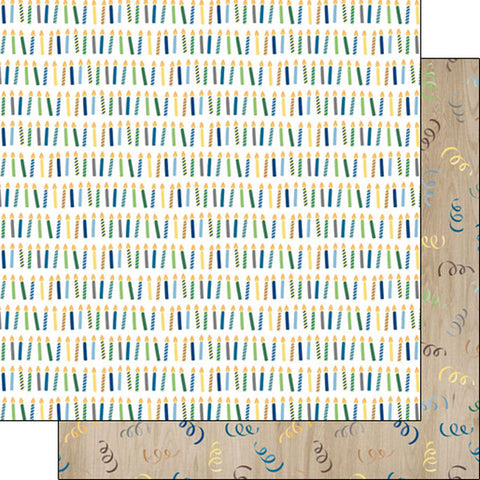 12"x 12" His Birthday Candles/Wood Confetti (Double-sided) Paper