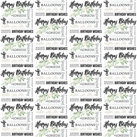 12"x 12" Her Birthday Words/Plaid (Double-sided) Paper