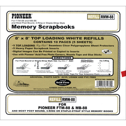 Pioneer 8"x 8" Post Page Protectors - 5/Pkg