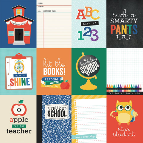 Echo Park 12"x 12" 3x4 Journaling Cards (Off to School) Double-Sided Paper