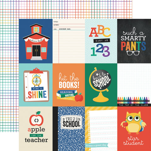 Echo Park 12"x 12" 3x4 Journaling Cards (Off to School) Double-Sided Paper