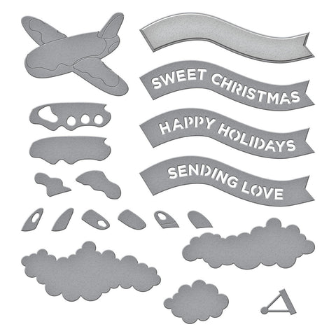 Spellbinders - Gingerbread Plane & Banners (Candy Christmas Collection) Dies