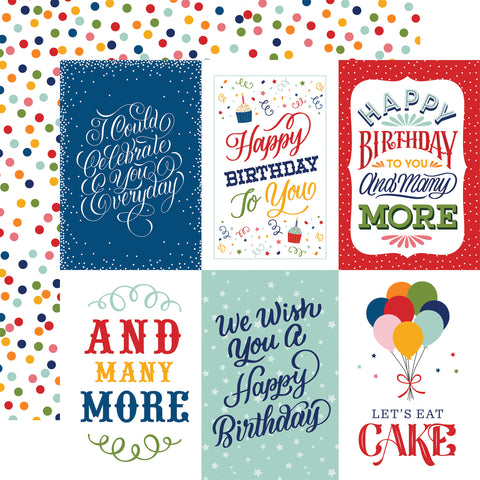 Echo Park - 12"x 12" 4x6 Journaling Cards (Birthday Salutations) Double-Sided Paper