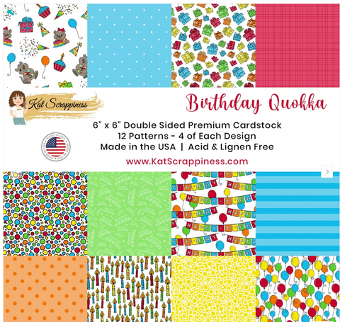 Kat Scrappiness - 6"x 6" Birthday Quokka Paper Pad