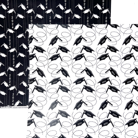 12" x 12" Graduation Tassels & Hats - 2024 Custom Cardstock