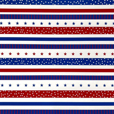 12"x 12" Stars & Stripes (Royal & Red) Paper