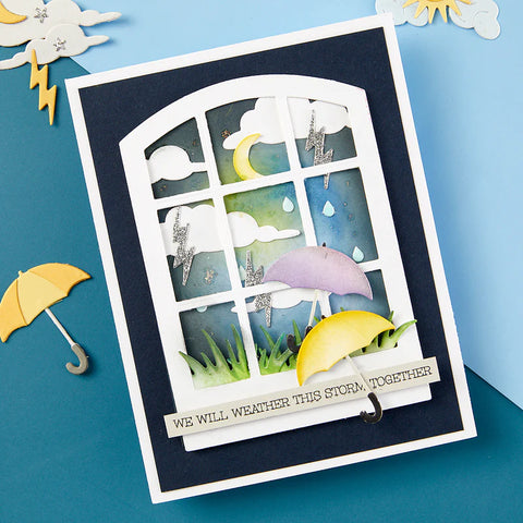 Spellbinders - Sending Sunshine Sentiments (Window with a View) Stamp Set