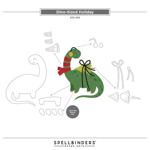 Spellbinders - Dino-Sized Holiday Clear Stamp & Die Combo
