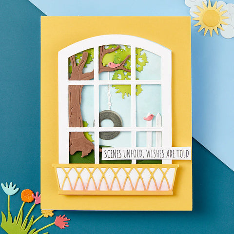 Spellbinders - Sending Sunshine Sentiments (Window with a View) Stamp Set