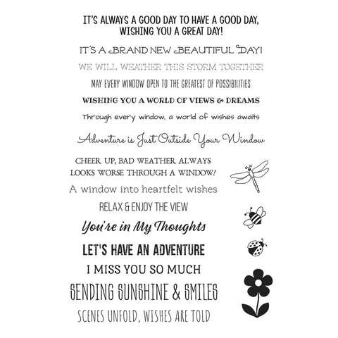 Spellbinders - Sending Sunshine Sentiments (Window with a View) Stamp Set