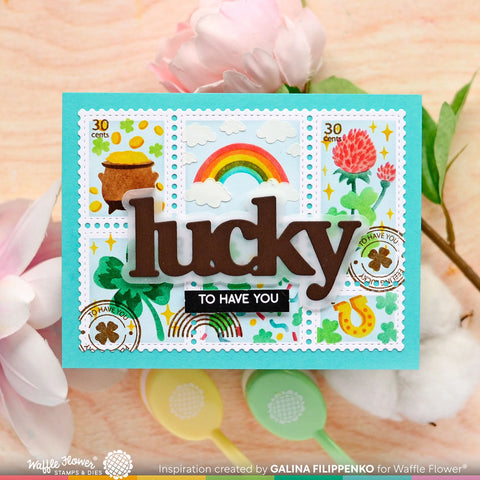 Waffle Flower - Postage Collage Lucky Stencil