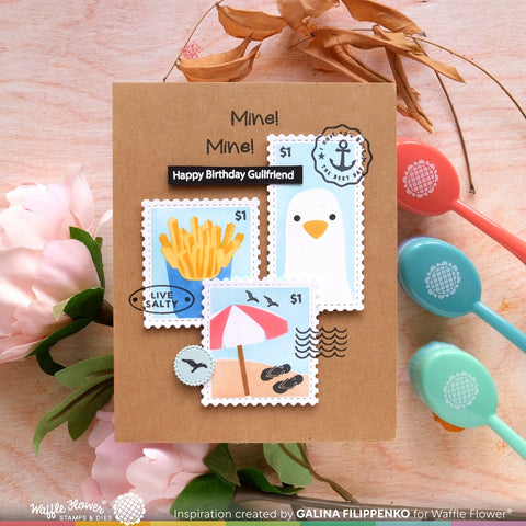 Waffle Flower - Postage Collage Beach Days Stencil