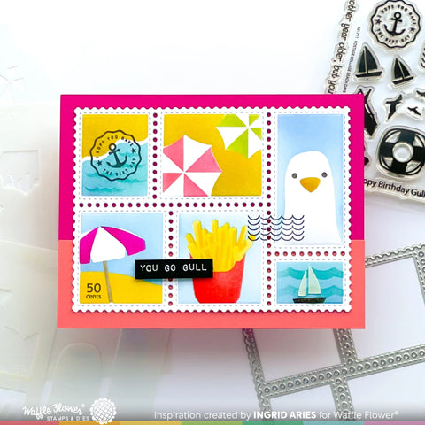 Waffle Flower - Postage Collage Beach Days Stencil