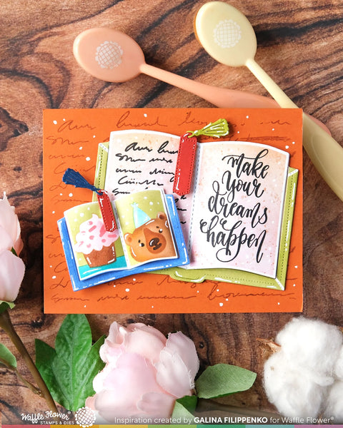 Waffle Flower - Open Book Trio Coloring Stencil