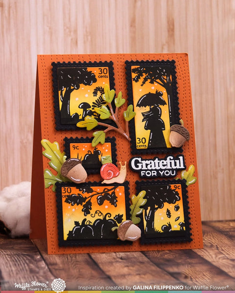 Waffle Flower - Postage Collage Autumn Sunset Stamp Set