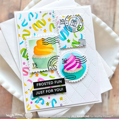 Waffle Flower - Postage Collage Birthday Stamp Set