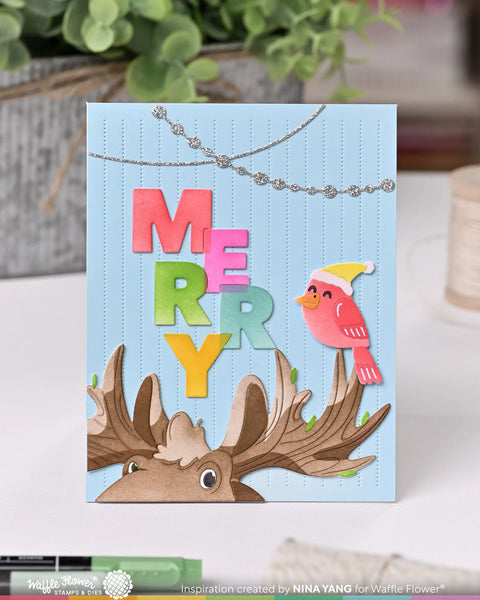 Waffle Flower - Overlapping Vertical Merry Word Die