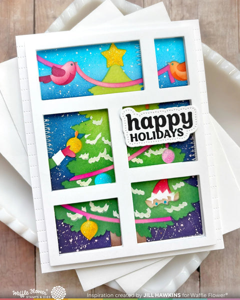 Waffle Flower - Postage Collage Vertical Tree Stencil