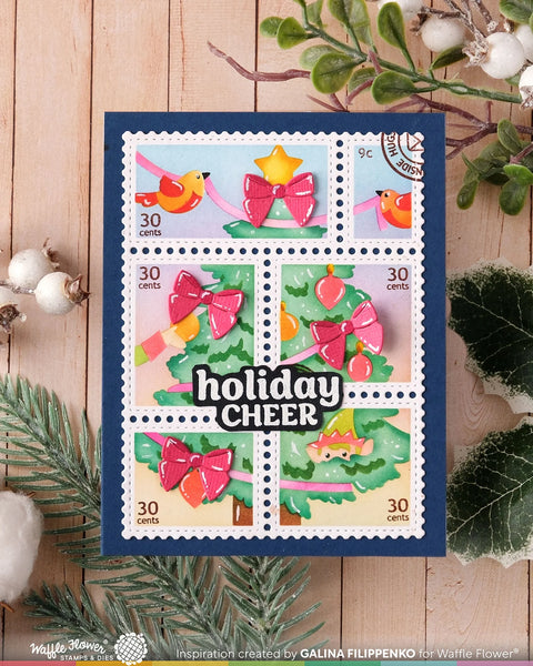 Waffle Flower - Postage Collage Vertical Tree Stencil