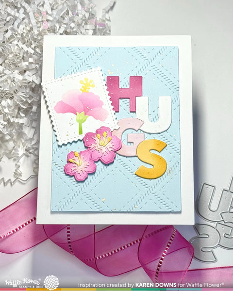 Waffle Flower - Postage Collage Tropical Flowers Stencil