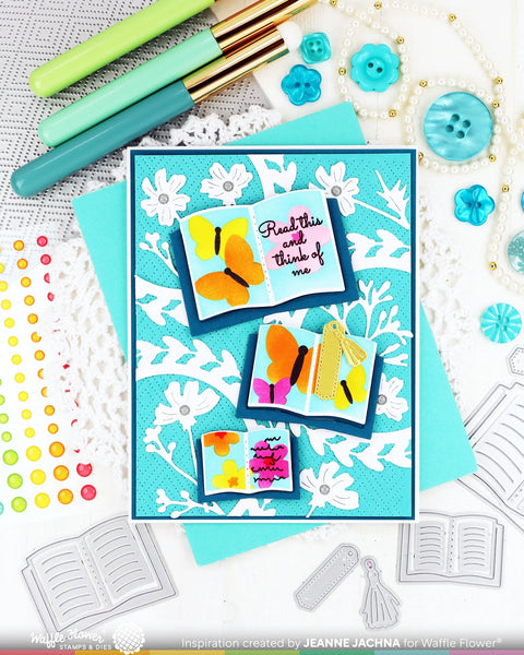Waffle Flower - Open Book Trio Birthday Stencil