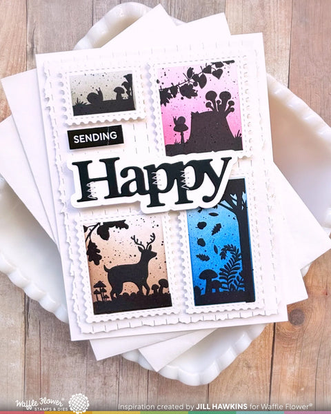 Waffle Flower - Postage Collage Autumn Sunset Stamp Set