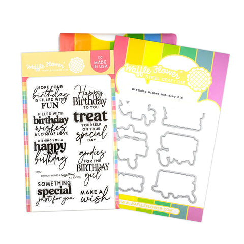 Waffle Flower - Birthday Wishes Combo Stamp & Die Set