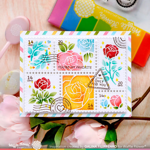 Waffle Flower - Postage Collage Love Stamp Set