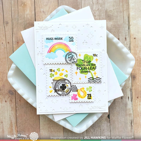 Waffle Flower - Postage Collage Lucky Stencil
