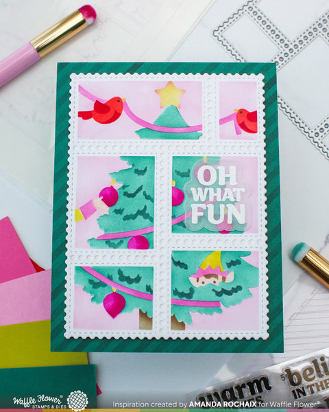 Waffle Flower - Postage Collage Vertical Tree Stencil