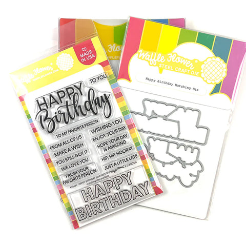 Waffle Flower - Happy Birthday Duo Stamp & Die Combo
