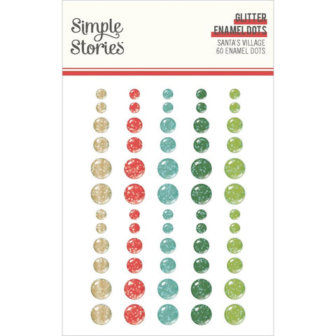 Simple Stories - Glitter Enamel Dots/Embellishments (Santa's Village)(60 Count)