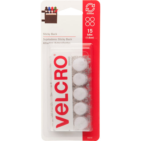 VELCRO® Brand Sticky Back Coins .625" (5/8") 15/Pkg