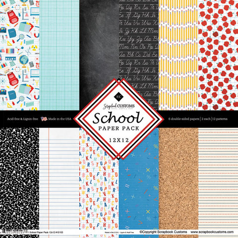 12"x 12" School Paper Pack (12 Double Sided Sheets)