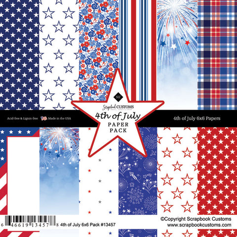 6"x 6" 4th of July Paper Pack (2 of each 6 Designs, 12 Papers Total)