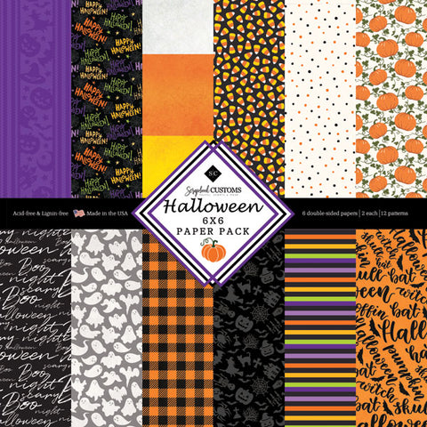 6"x 6" Halloween Paper Pack (2 of each 6 Designs, 12 Papers Total)