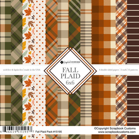 6"x 6" Fall Plaid Paper Pack (2 of each 6 Designs, 12 Papers Total)